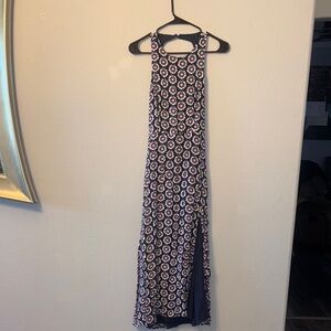 Lulu's Blue and Black Halter Maxi Dress with Slit